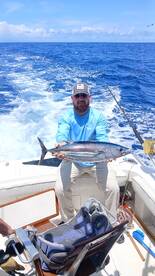 Skipjack tuna schooling right out front 