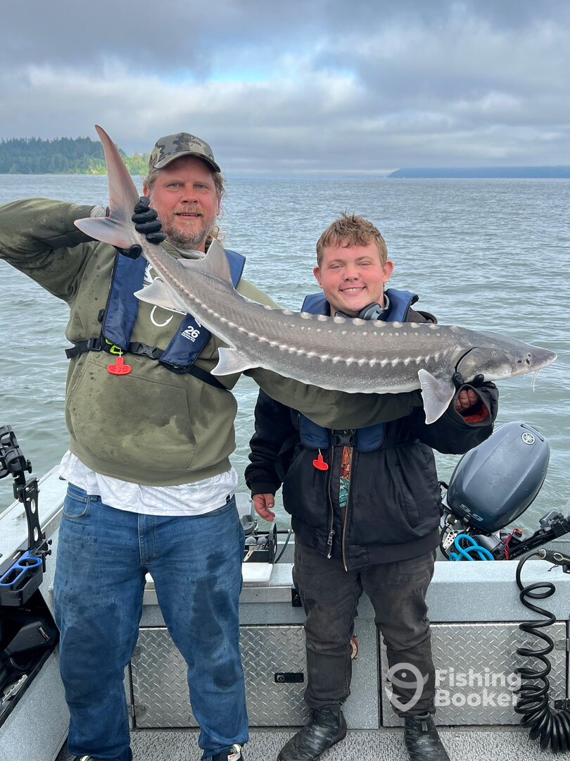 Bobby and I with his sturgeon today