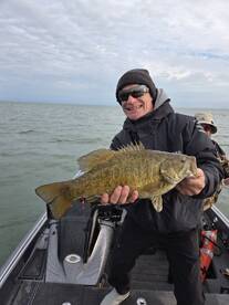 John with a big fall Lake Erie smallmouth bass