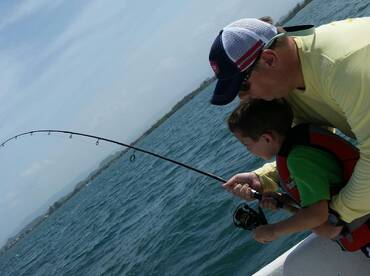 6/6/15 Afternoon Trip: Small Fry angler having a thrill of a lifetime with a nice size remora