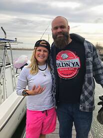 Our awesome JoJo with Evan Gattis at the dock.