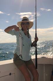 Beth with dinner on the hook