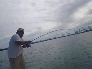 Fishing charters in San Juan. Hooked with monster tarpon in San Juan.