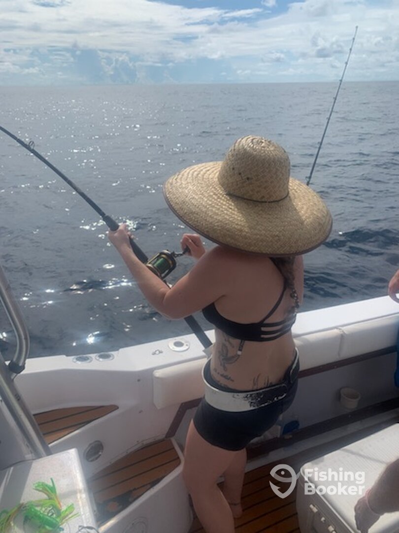 Fighting a king fish