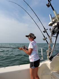 Madeline eyes her Walleye
