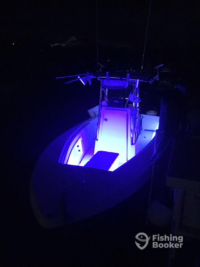 The Hustler, our 23’ Contender, before sunrise!