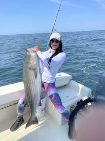Monster light tackle striper action 