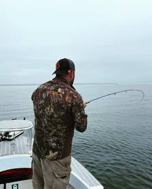 Nick Grasso fighting a nice fly caught bass.