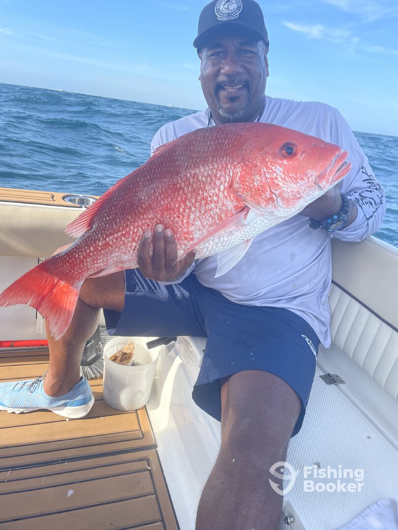 Chris with a nice red snapper.