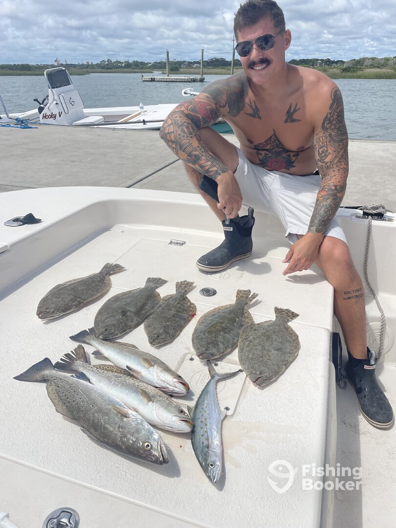 Joey with a nice limit of flounder.