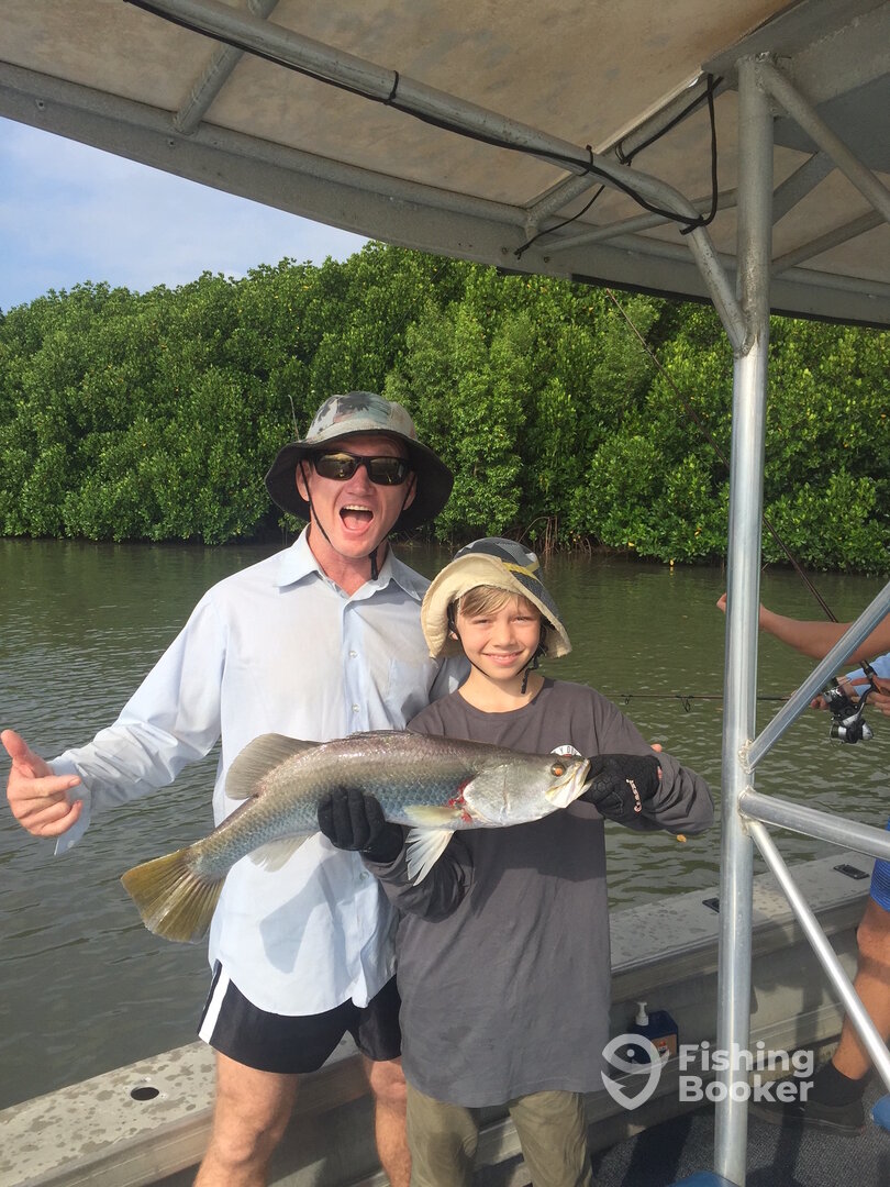 Junior angler Ruben fron Edmonton landed his first BARRA! A 67cm Whopper!