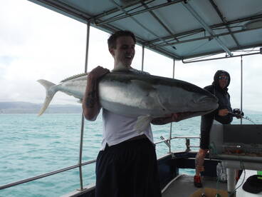 Agood sized kingfish for a novice angler