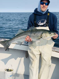 Solid striped bass fishing off Block Isl