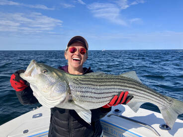Light tackle striped bass fishing at its