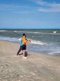 Ethan is getting a casting lesson