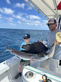 Sailfish and big blackfin tuna.