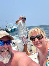 Dolphins were good luck! We caugth 7 yel