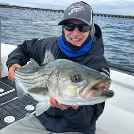 Flyfishing big striped bass
