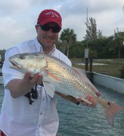 First fish of the morning, a chunky redfish!