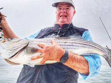 Great striper fishing on light tackle in