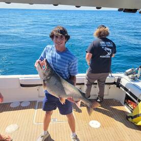 The big lake trout are biting