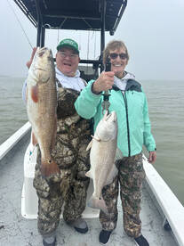 Catching redfish and black drum on foggy