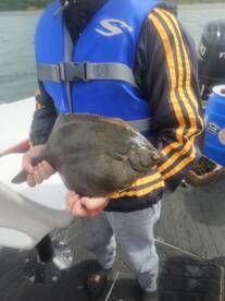 6 hr flounder trip . With 6 yr old Mike