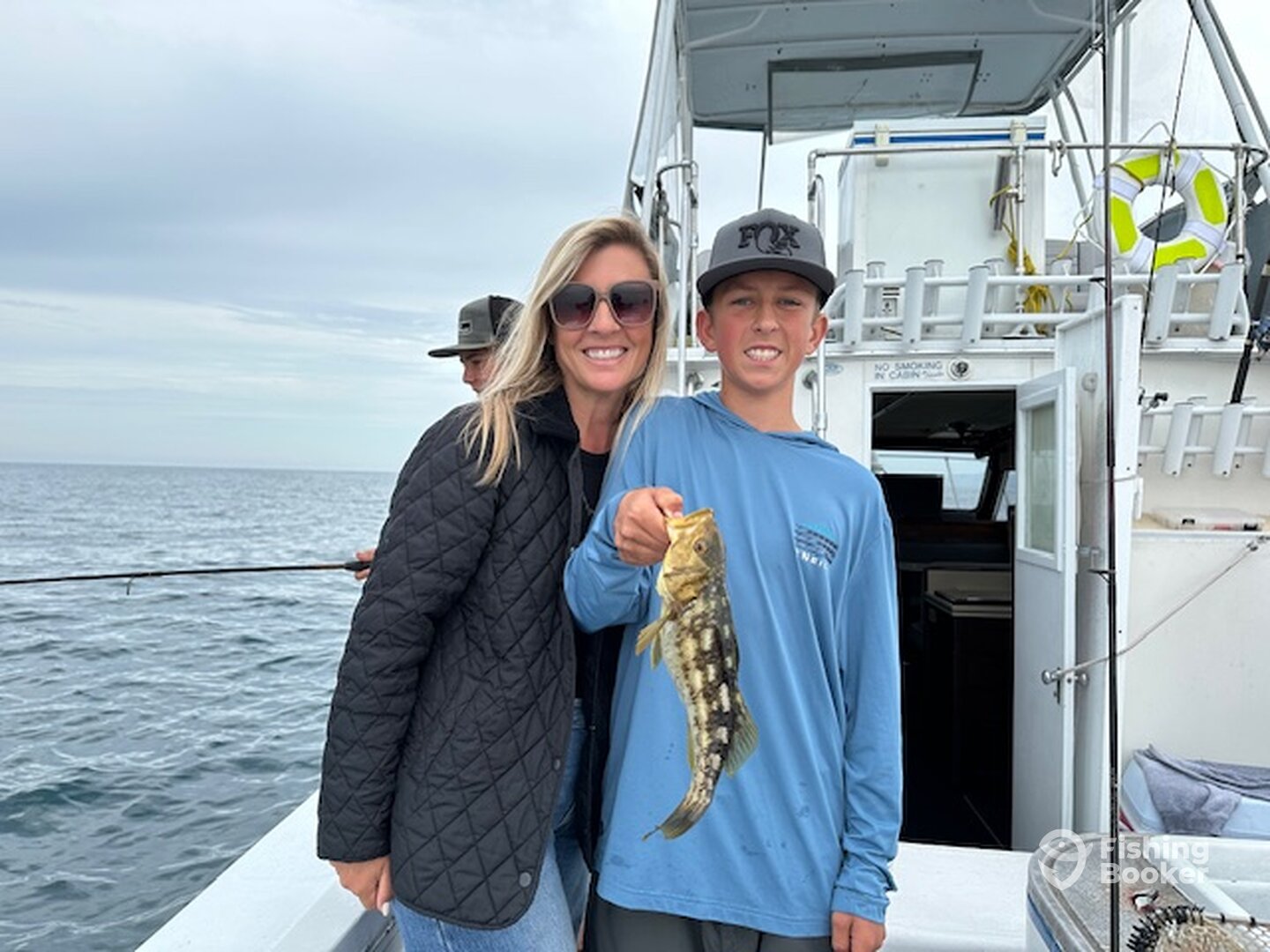 Mom and son fishing