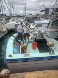 Caught 3 great fish 1 tuna and 2 Ono 2 1\/2 hours in to trip out to sea.  All three fish were caught and brought onto boat all in 10 minutes.