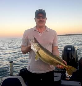 A great day catching walleye and a salmon in the gorge and on Lake Ontario