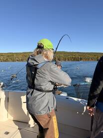 Great morning fishing and enjoying unusually calm waters on Lake Superior