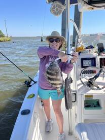 Husband and Wife\u2019s first saltwater fishing trip 