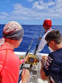 First time in the ocean by a fishing boat.